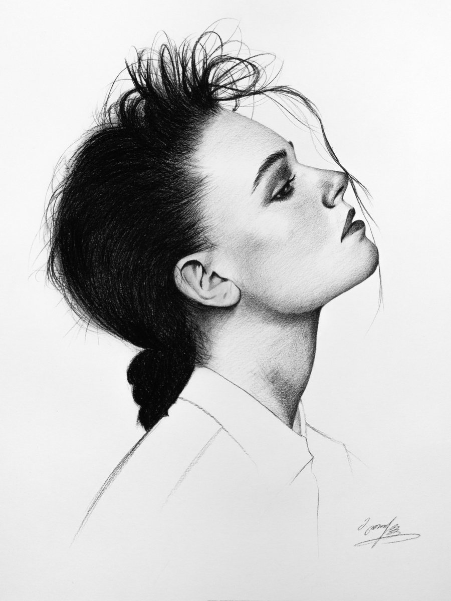 Photorealistic Charcoal Drawing , Woman Portrait No.7 By Mariam Darchiashvili, 12 X 16, Artwork For Sale On Artfinder