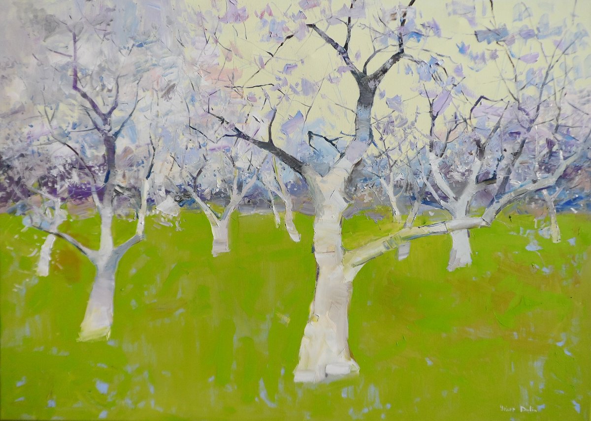 Impressionistic Landscape Oil Painting By Yehor Dulin, 55 X 39", My Children