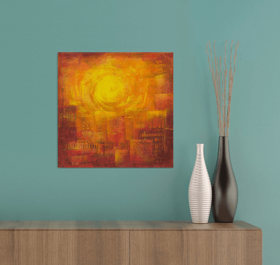 Sunrise in the city - abstract painting