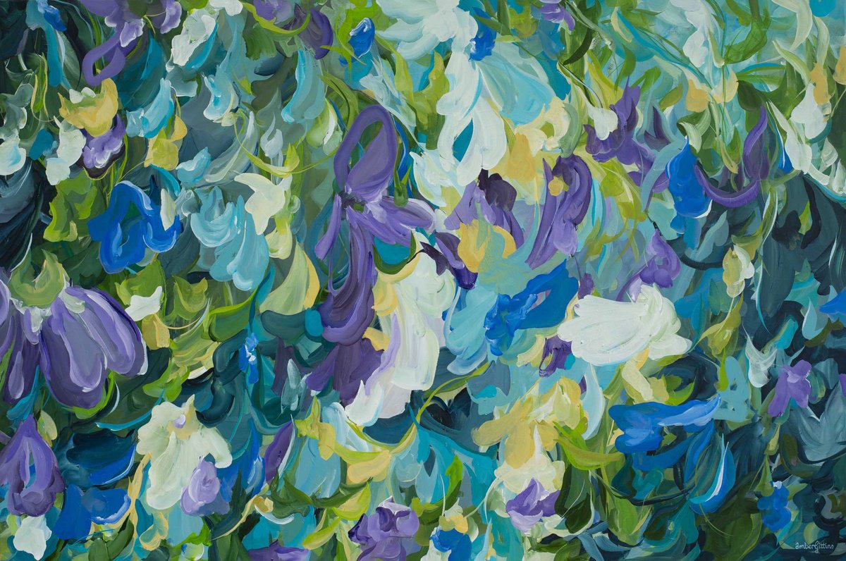 Blue Wildflower By Amber Gittins, 59 X 39, Artwork For Sale On Artfinder