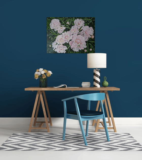 Sunlit Peony Summer Painting