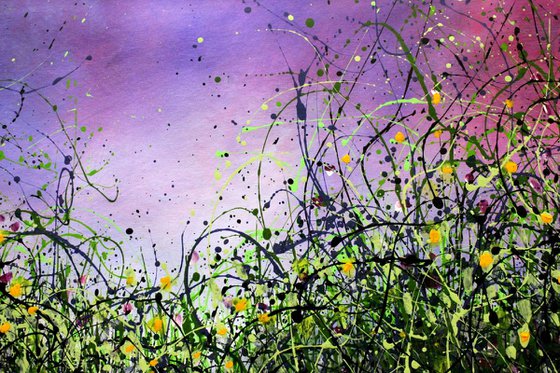 Star Rise #3 - Large 122 x 64 cm - Original abstract floral painting