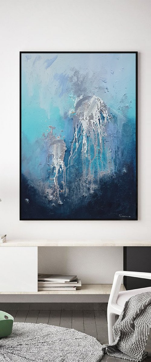 Modern nature abstract painting Sea : Out of the depth by Larissa Uvarova