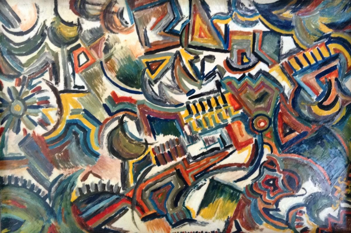 Abstract Oil Painting By Jg Wilson, 13 X 9, Traces, Original Artwork