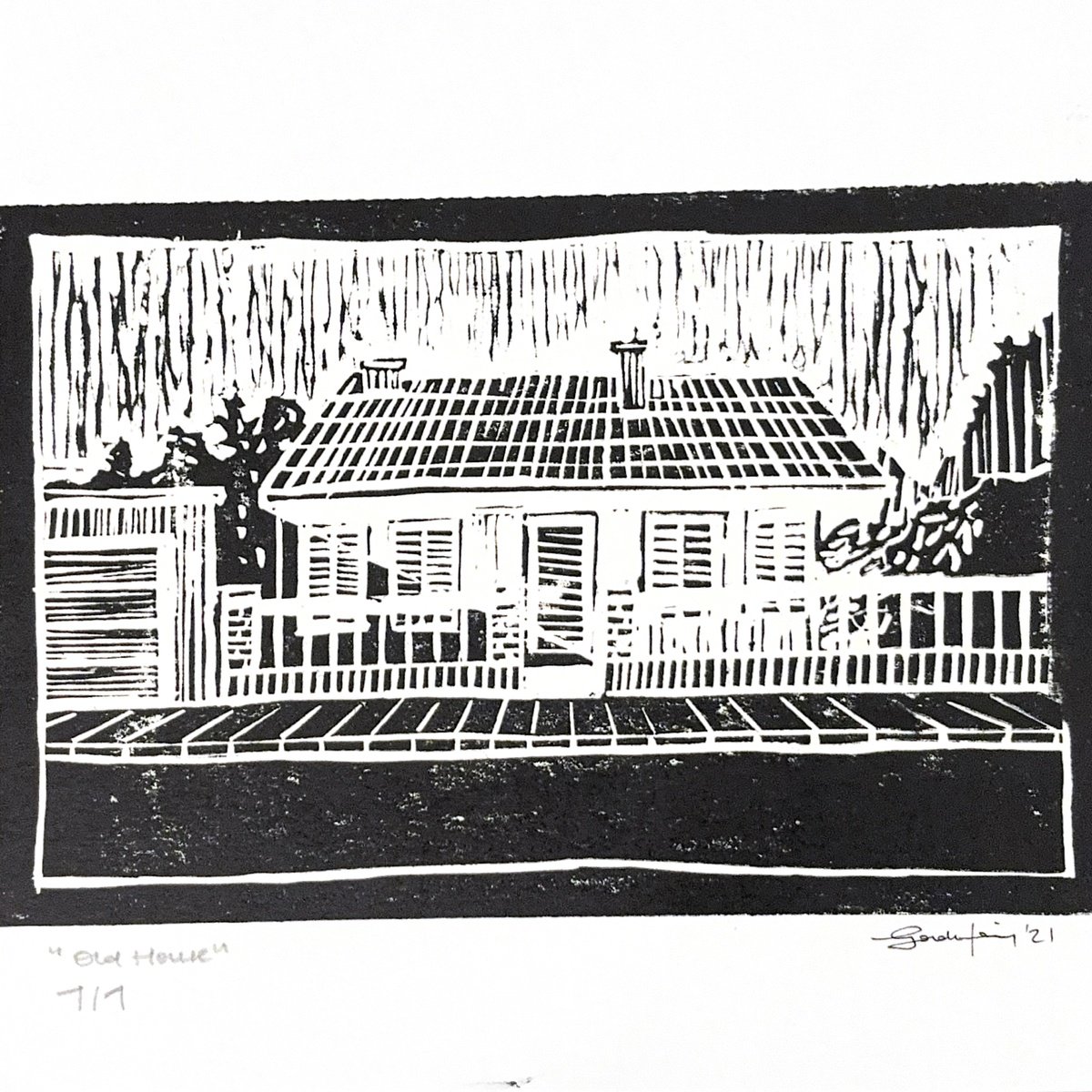 Expressive Linocut , Old Home / Domestic Trace By Gozde Temiz Istanbul, 12 X 12, Artwork For Sale On Artfinder