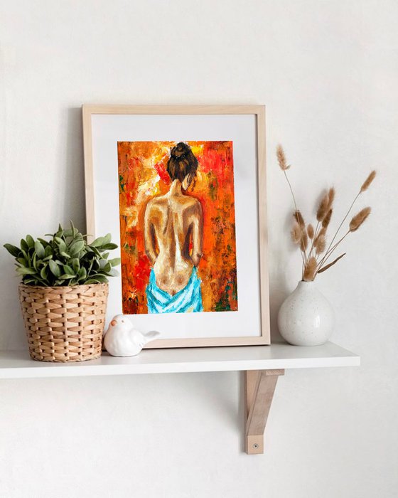 Naked Woman Painting Original Art Female Figure Wall Art Nude Artwork