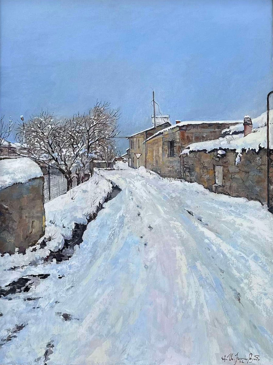 Snow-Covered Pathway By Aramayis Khlghatyan, 24 X 31, Artwork For Sale On Artfinder