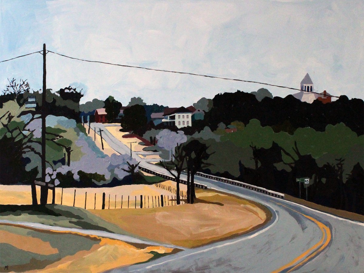 Impressionistic Landscape Acrylic Painting By Melinda Patrick, 40 X 30", Road To Anderson, Original Artwork