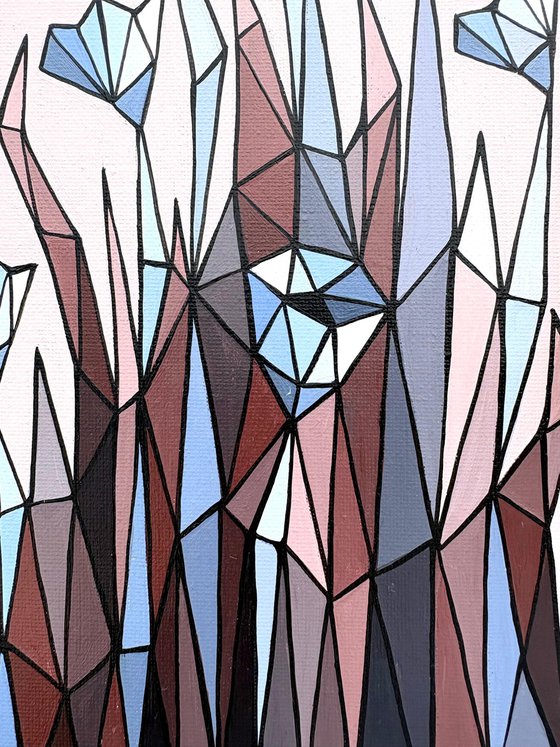 STAINED GLASS BLUE CORNFLOWERS