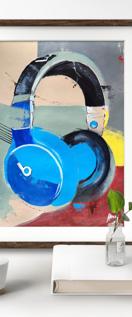 Headset 2 - acrylic on paper 42x29,7cm by Henryfinearts