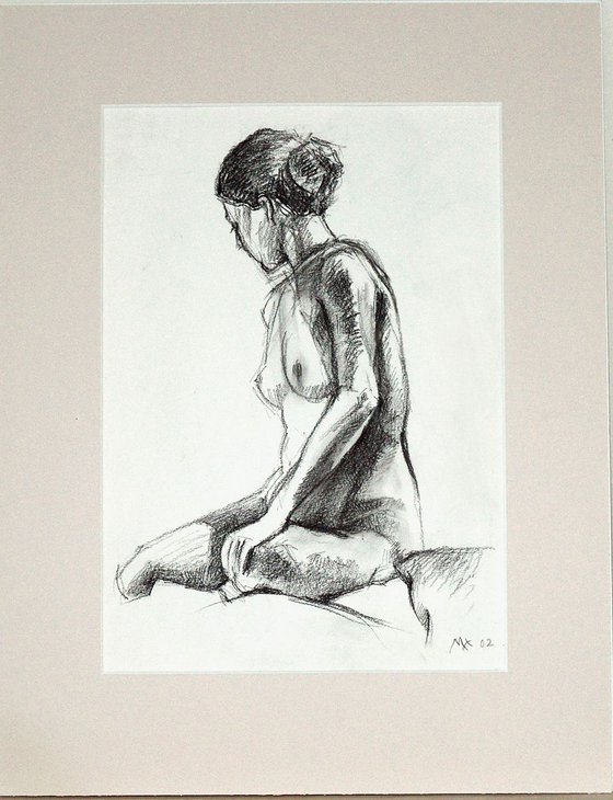 Life Drawing Sketch of Seated Girl