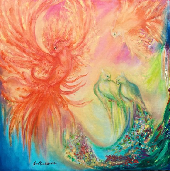 Phoenix - original oil painting on stretched canvas