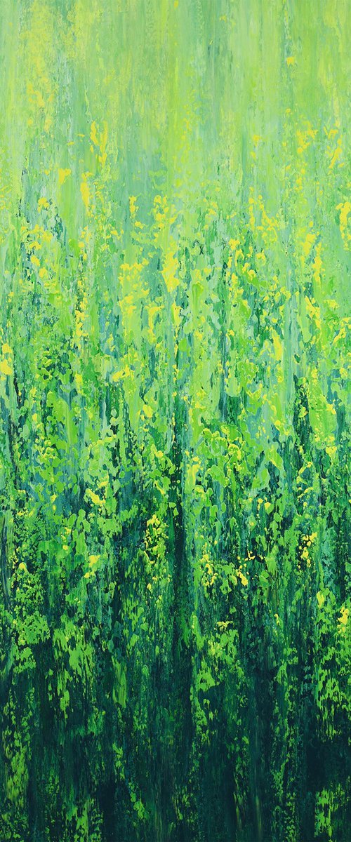 Cascading Green - Color Field by Suzanne Vaughan