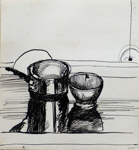 Still Life: Cooking Pot And Bowl #1, 24x25 cm