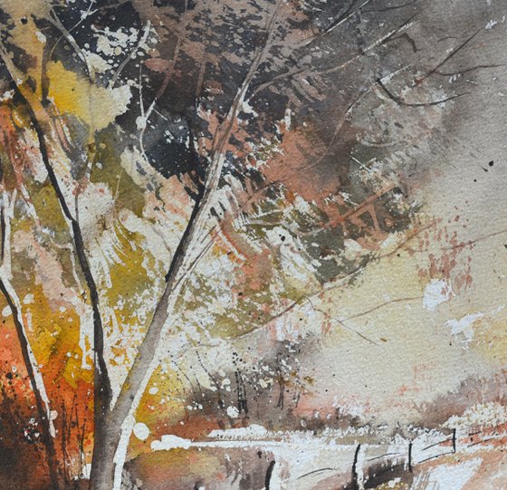 Autumnal path  watercolour
