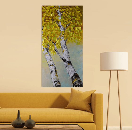 Silver Birches - Large Acrylic Impasto Painting