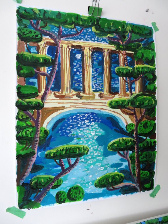 Swimming Pool with columns