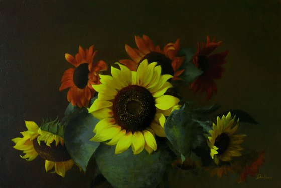 Sunflowers, oil on canvas, 41x61cm, 2018, original still life