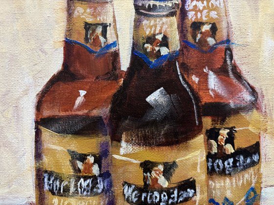 Three Brown Bottles
