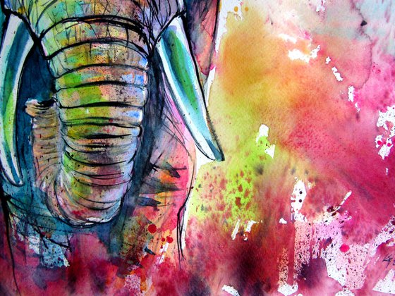 Majestic colorful elephant II