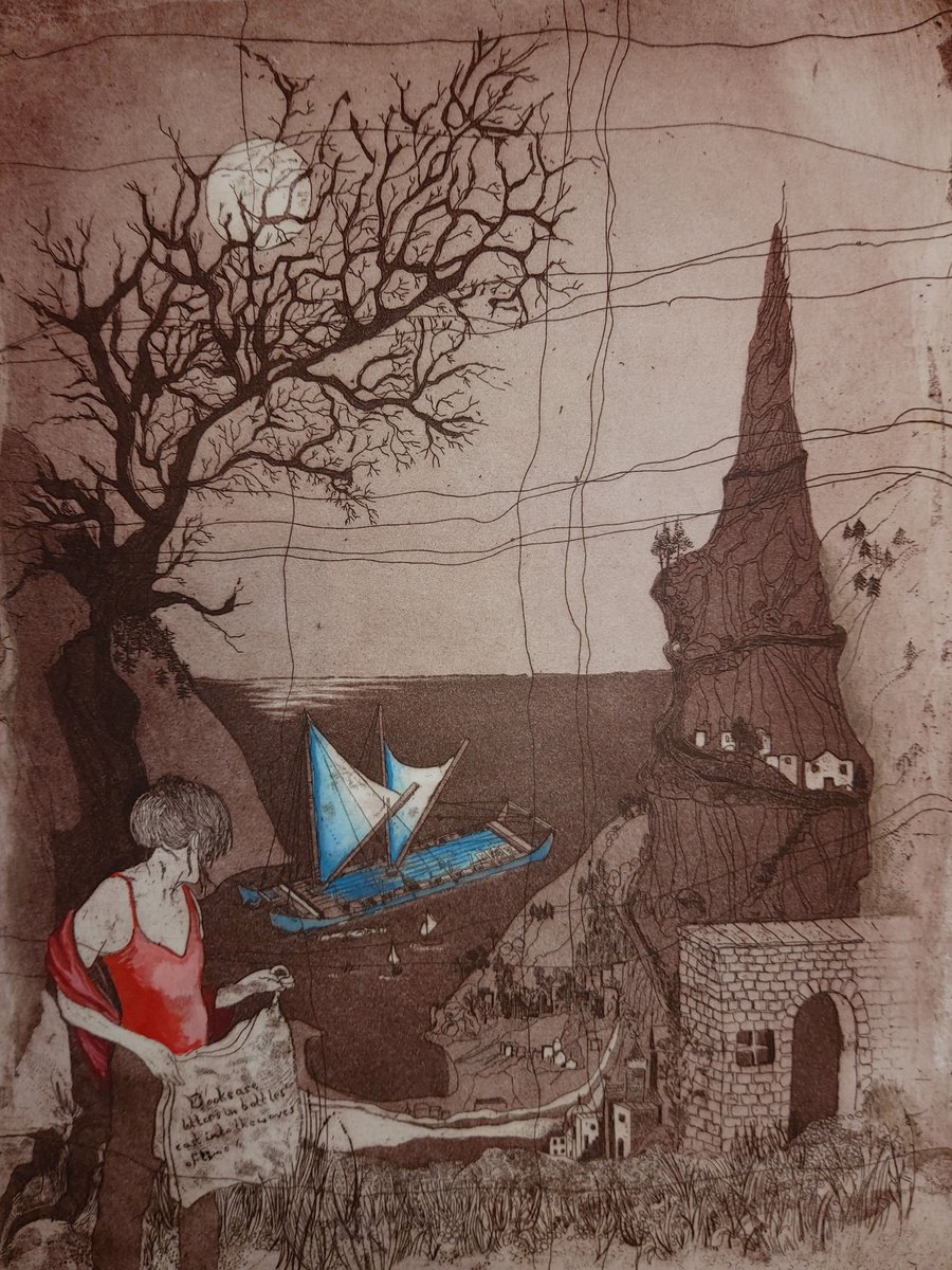 Illustrative Landscape Etchings & Engravings By Jane Daniell, 11 X 14, This Is How You Lose The Time War, Original Artwork