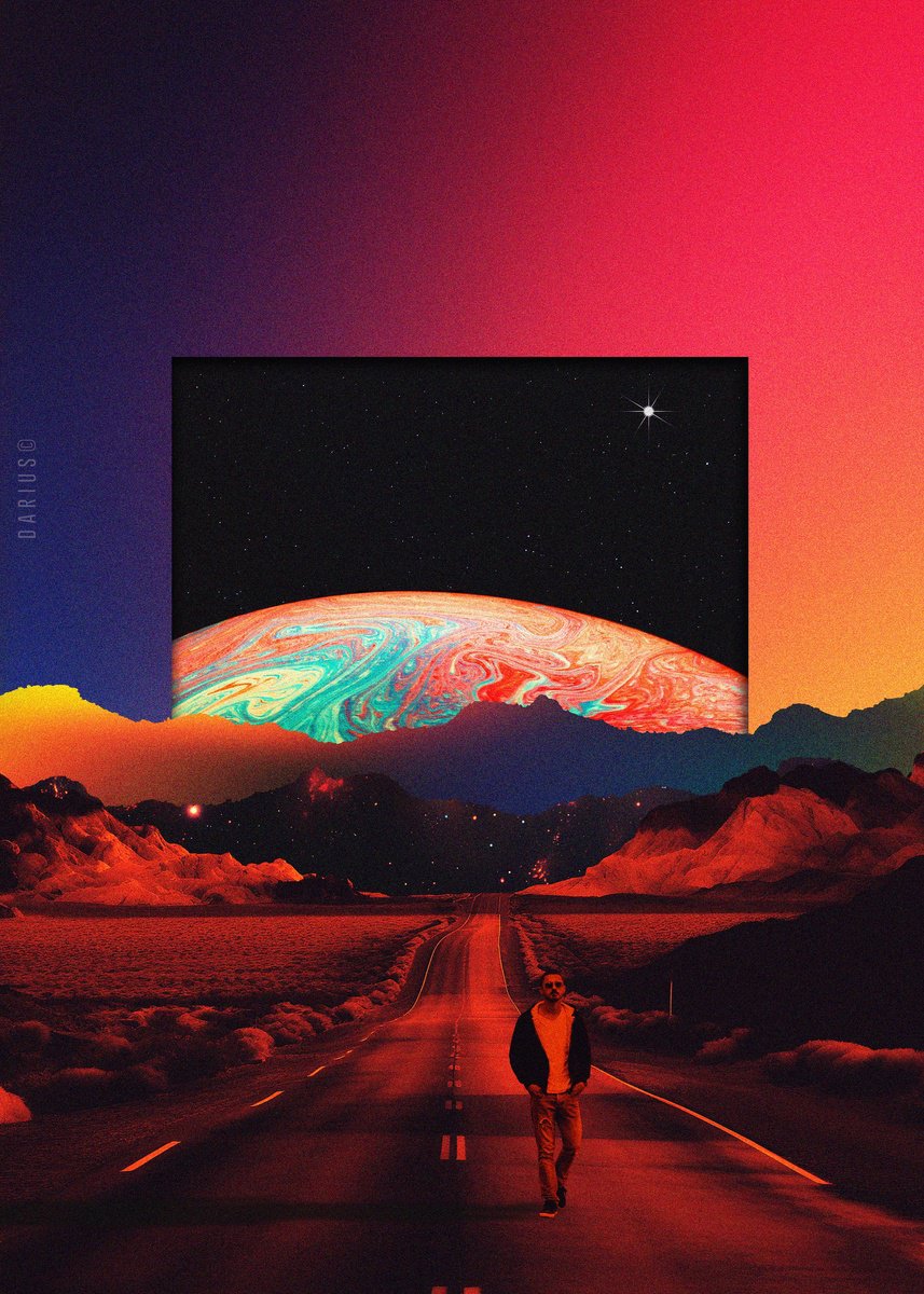 Surrealistic Landscape Giclee Print By Darius Comi, 12 X 18, Interstellar Destiny, Original Artwork