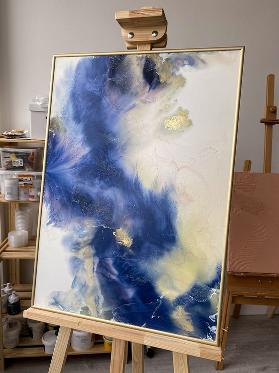 Blue and Gold Abstract Art