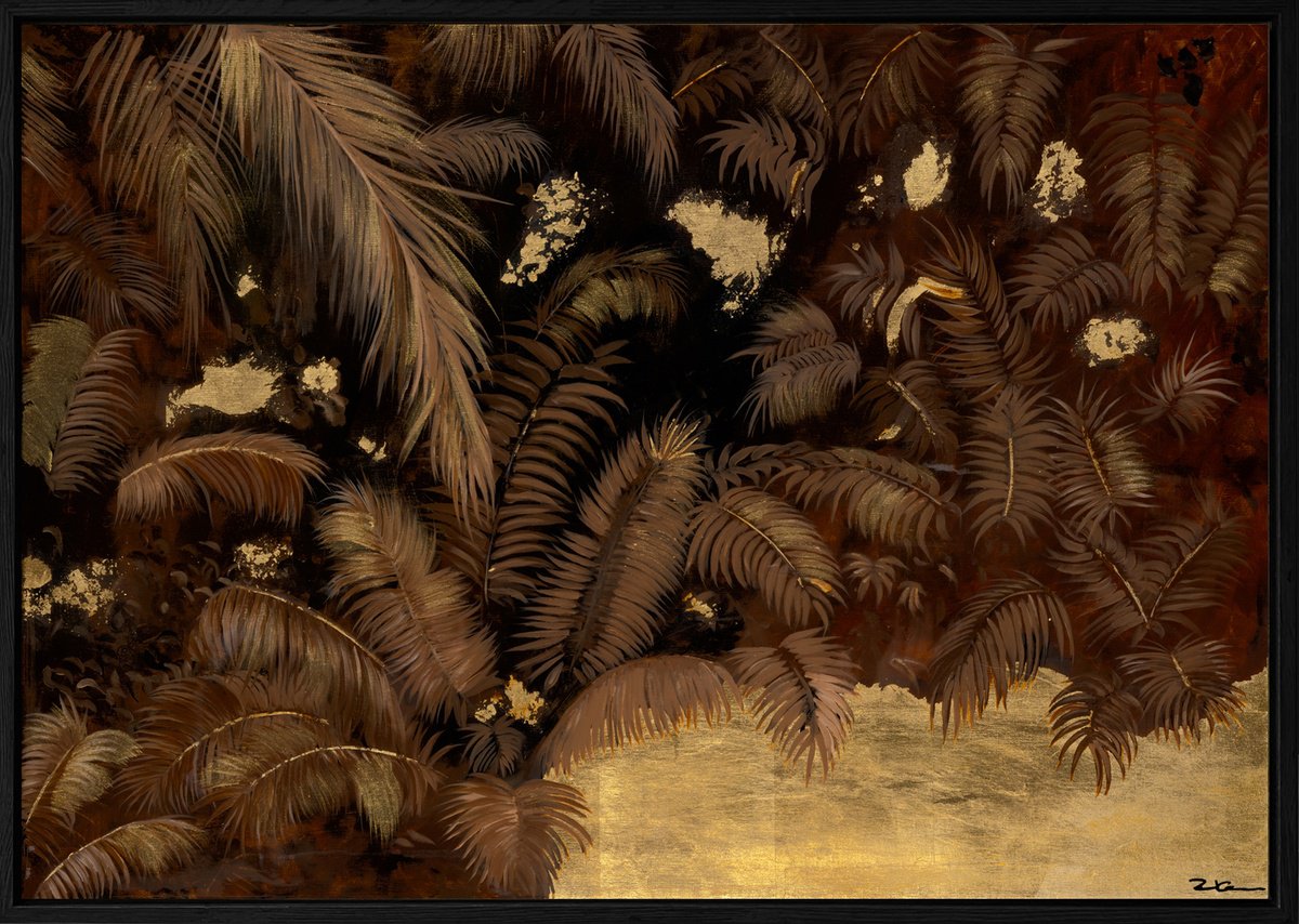 Impressionistic Botanical Painting By Robert Kerr, 41 X 29", Bronzed Botanica, Original Artwork