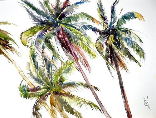Wind on the Beach, Coconut Palm Trees by Suren Nersisyan