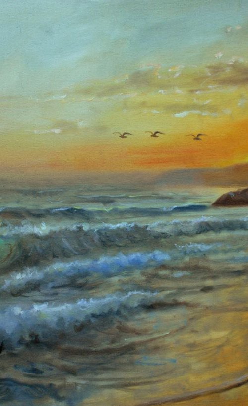 Three Birds, 36x24 in by Vishalandra Dakur