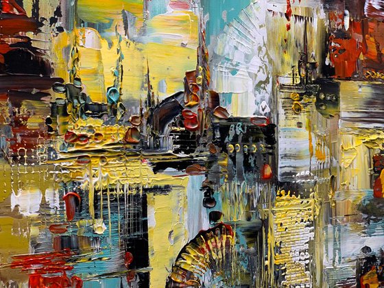 Abstract Painting - Geomix Modern Textured Palette Knife