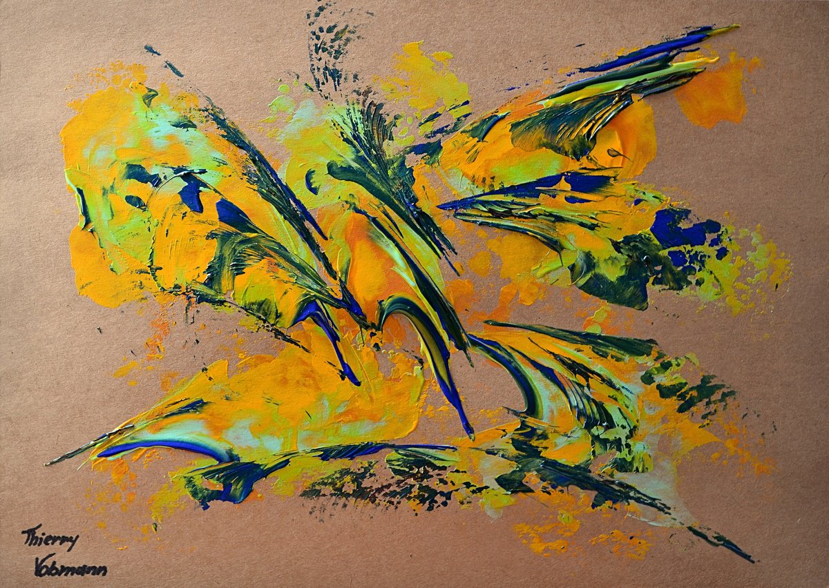 Abstract Acrylic Painting By Thierry Vobmann. Abstract ., 17 X 12", Natural Style 1, Original Artwork