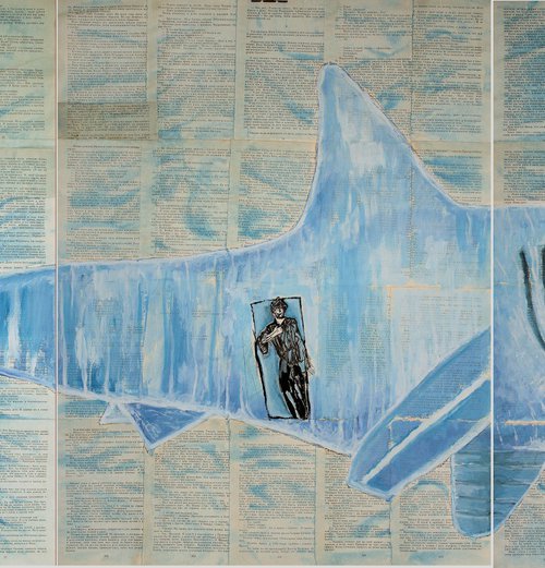 Stop, I'll get out. Shark. (triptych) (2023) by Marat Cherny