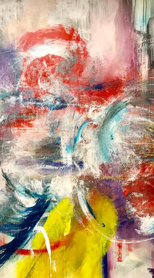 XXL painting, what a colorful World by Tiny de Bruin
