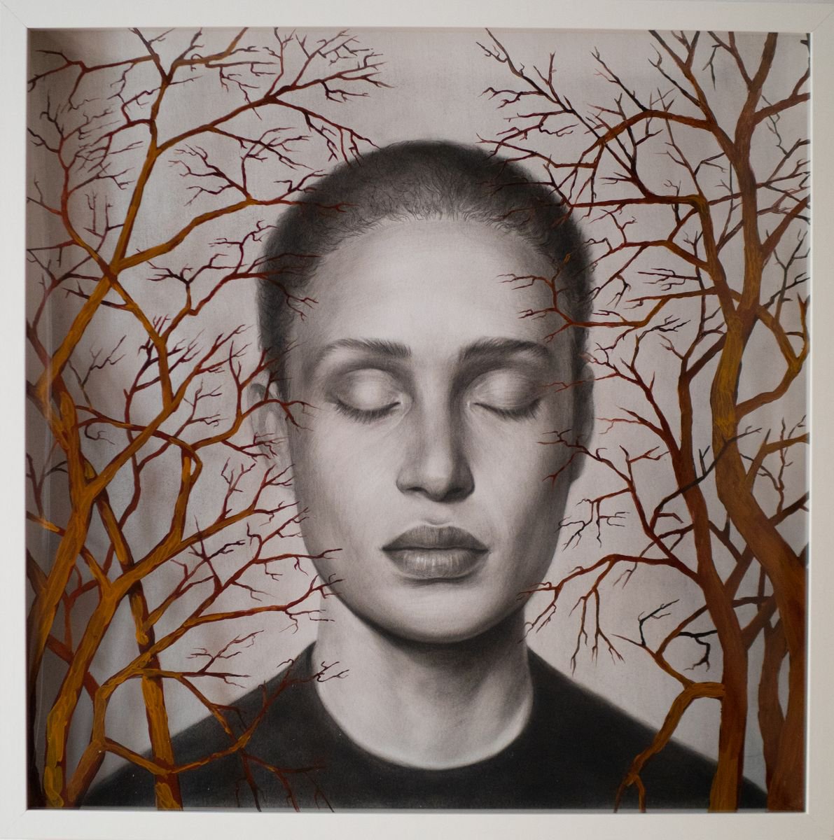 Photorealistic Portrait Pencil Drawing By Marina Popkova-Sologub, 20 X 20", Dreamer, Original Artwork