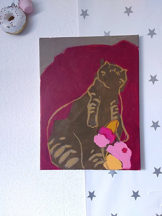 #9/24 Tiger cat with toys