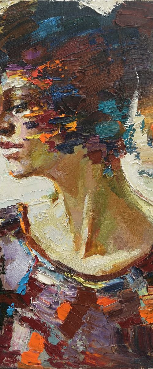Abstract girl portrait painting #7, Original oil painting by Anastasiia Valiulina