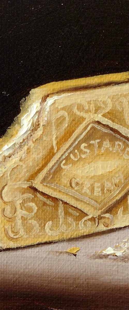 Little Custard Cream still life by Jane Palmer Art