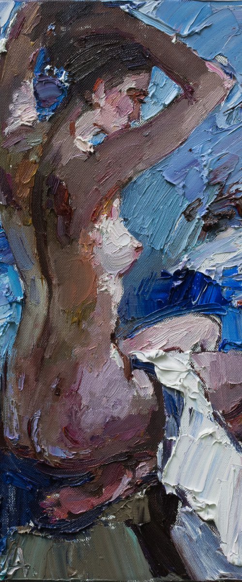 Nude woman oil painting by Anastasiia Valiulina