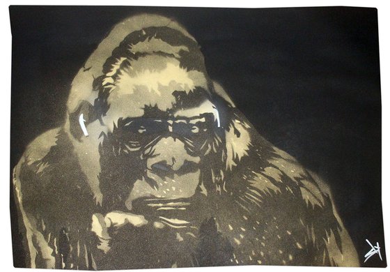 Gorilla in the groove (AirPods) (on gorgeous watercolour paper).