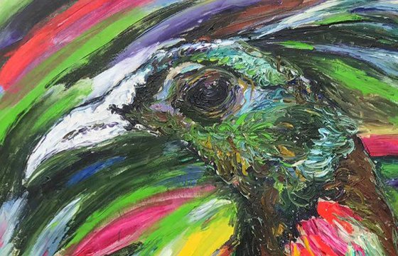 TROPICS. BIRD -  animal art, large size, original oil painting, interior art