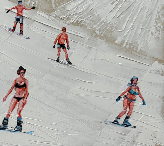 Skiing in bikini | Snowboard | Ski slope