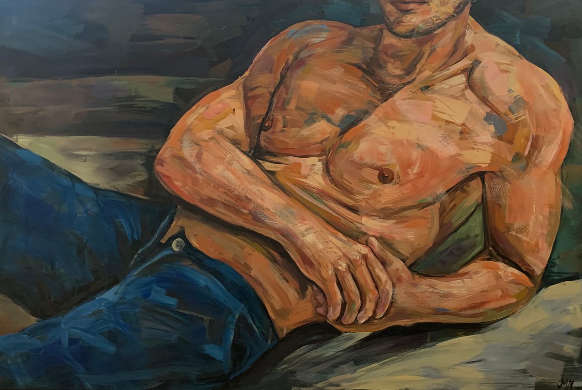 Male figure naked man oil painting by Emmanouil Nanouris