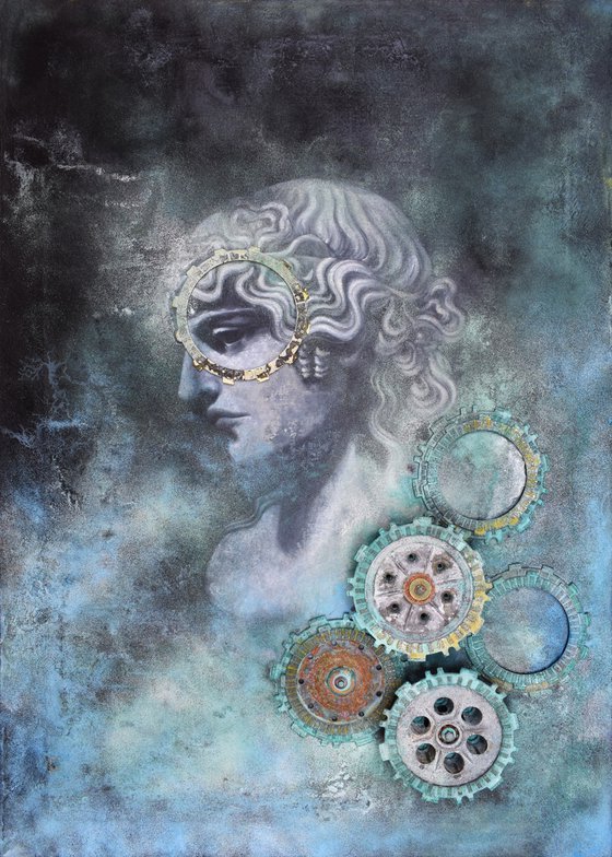 Volto composto tra la nebbia del tempo