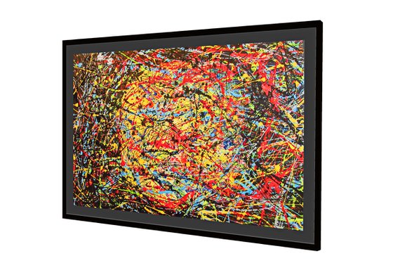 APPROACHING ASTEROID, framed, Pollock style
