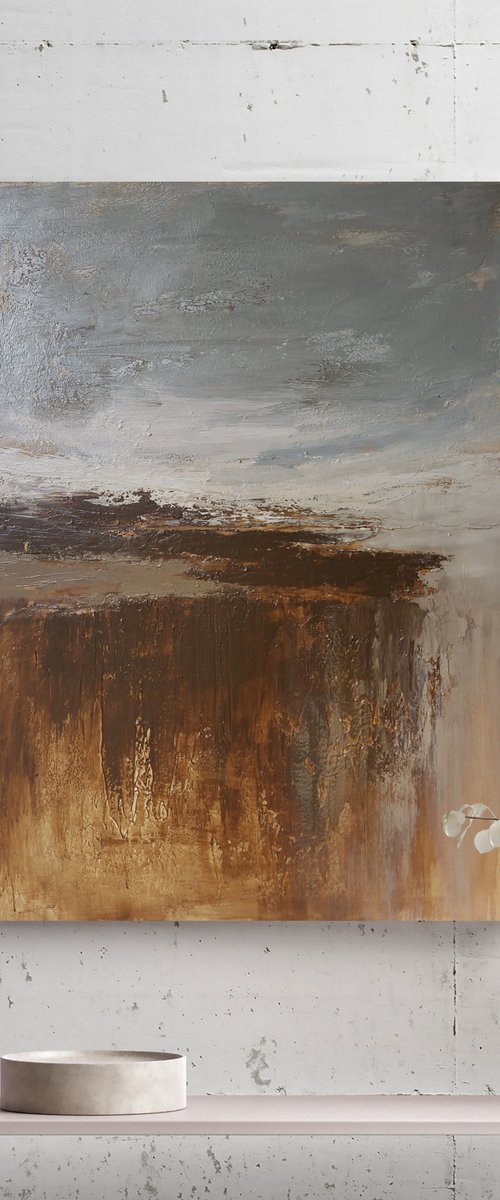 "Deeps" Abstract blue brown minimalist art by Alex