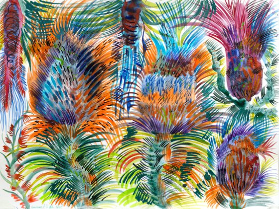 Abstract tropical flowers