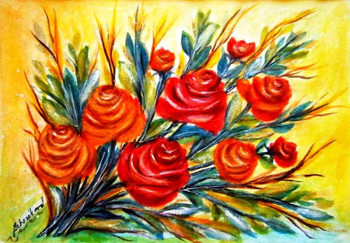 Roses - watercolor by Emília Urbaníková