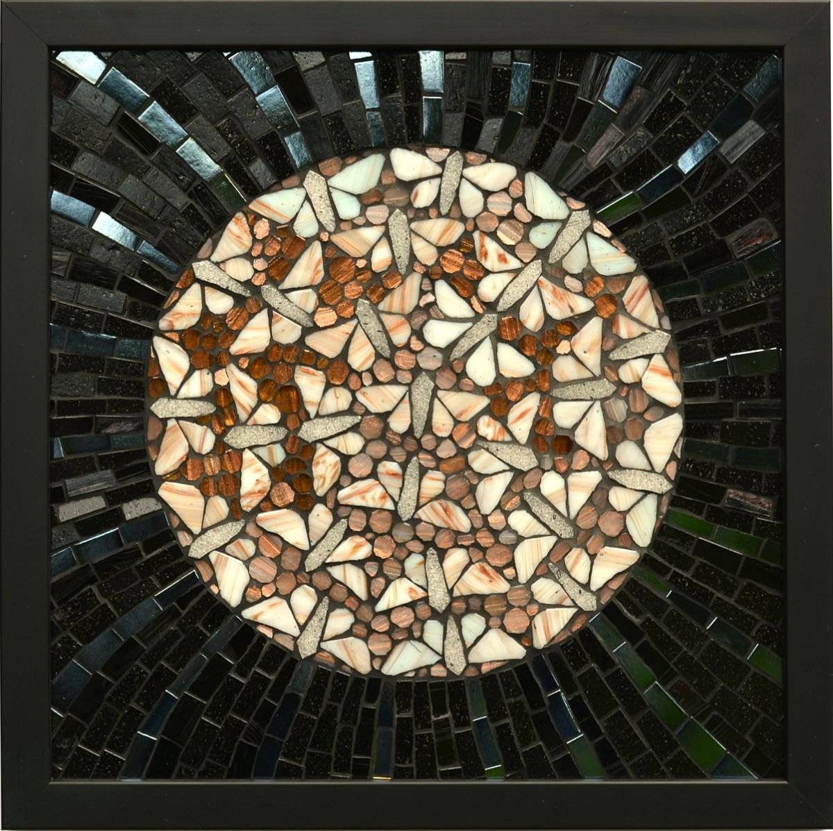 Moths on the Moon - (part 1) Full Moon glass mosaic by Kate Rattray