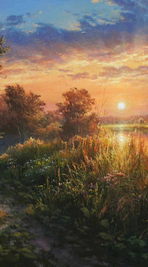 Warm summer sunset by Viktar Yushkevich YUVART